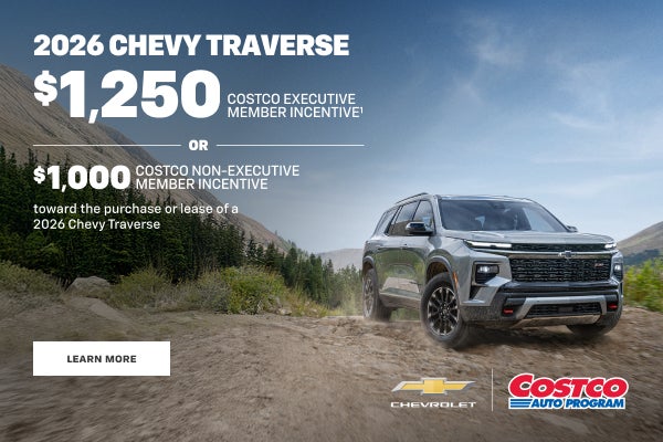 Chevy Traverse 2026. INCENTIVO DE 1250 $ PARA MIEMBROS EJECUTIVOS DE COSTCO O 1000 $ PARA MIEMBROS NO EJECUTIVOS DE COSTCO...
